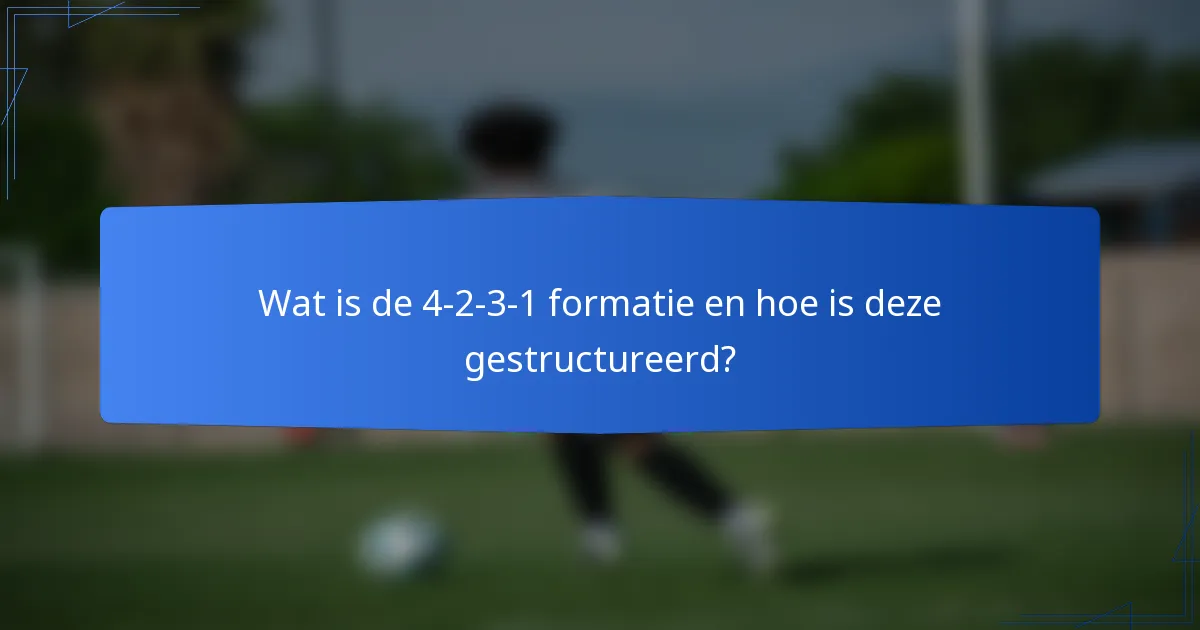 Wat is de 4-2-3-1 formatie en hoe is deze gestructureerd?