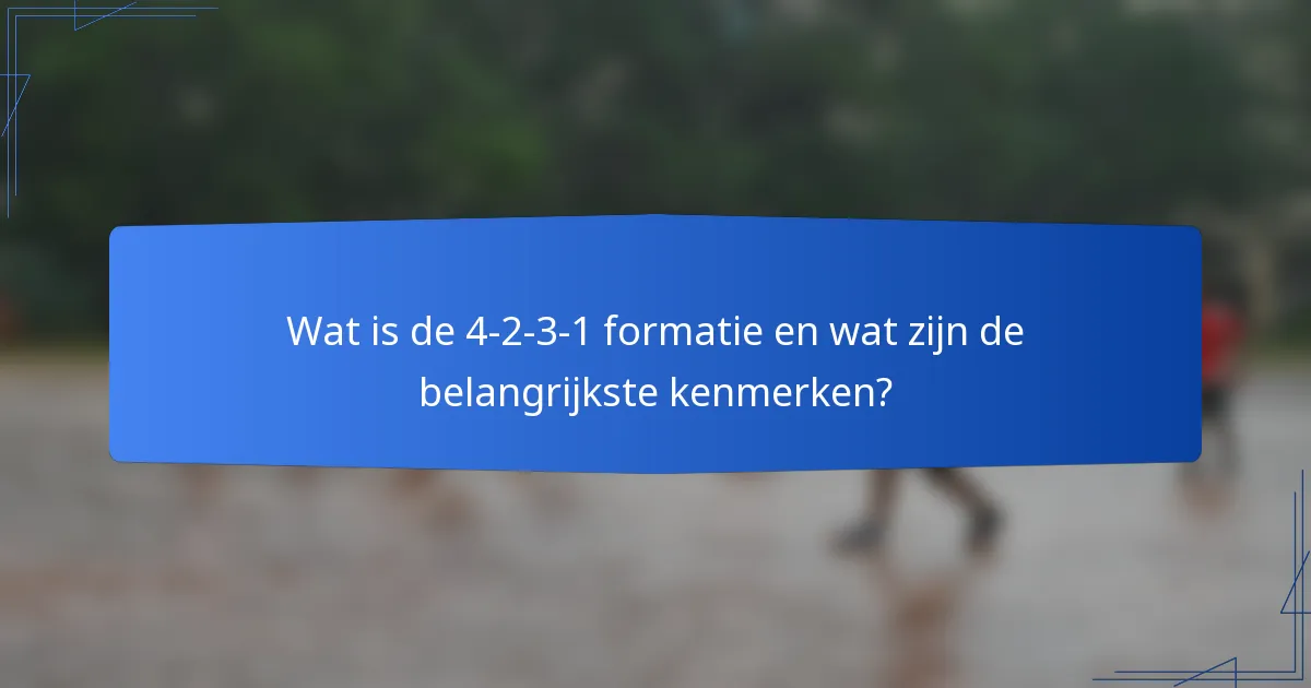 Wat is de 4-2-3-1 formatie en wat zijn de belangrijkste kenmerken?